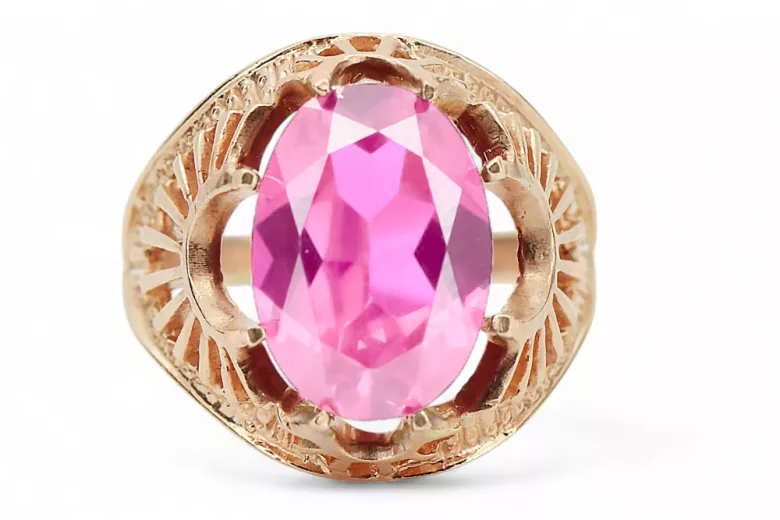 Originálny produkt Vintage 14k s ružovým zlatým ametystovým krúžkom vintage unikátny VRC003R